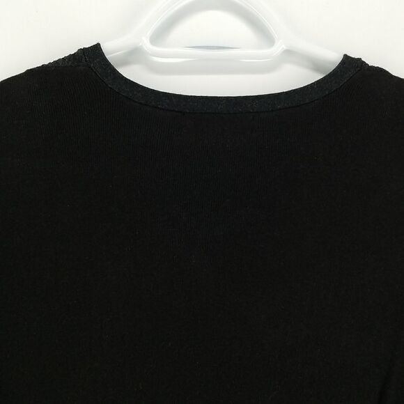 Calvin Klein Sweater Women's Large Raised Strip V Neck Long Sleeved Cotton Black - Picture 7 of 10